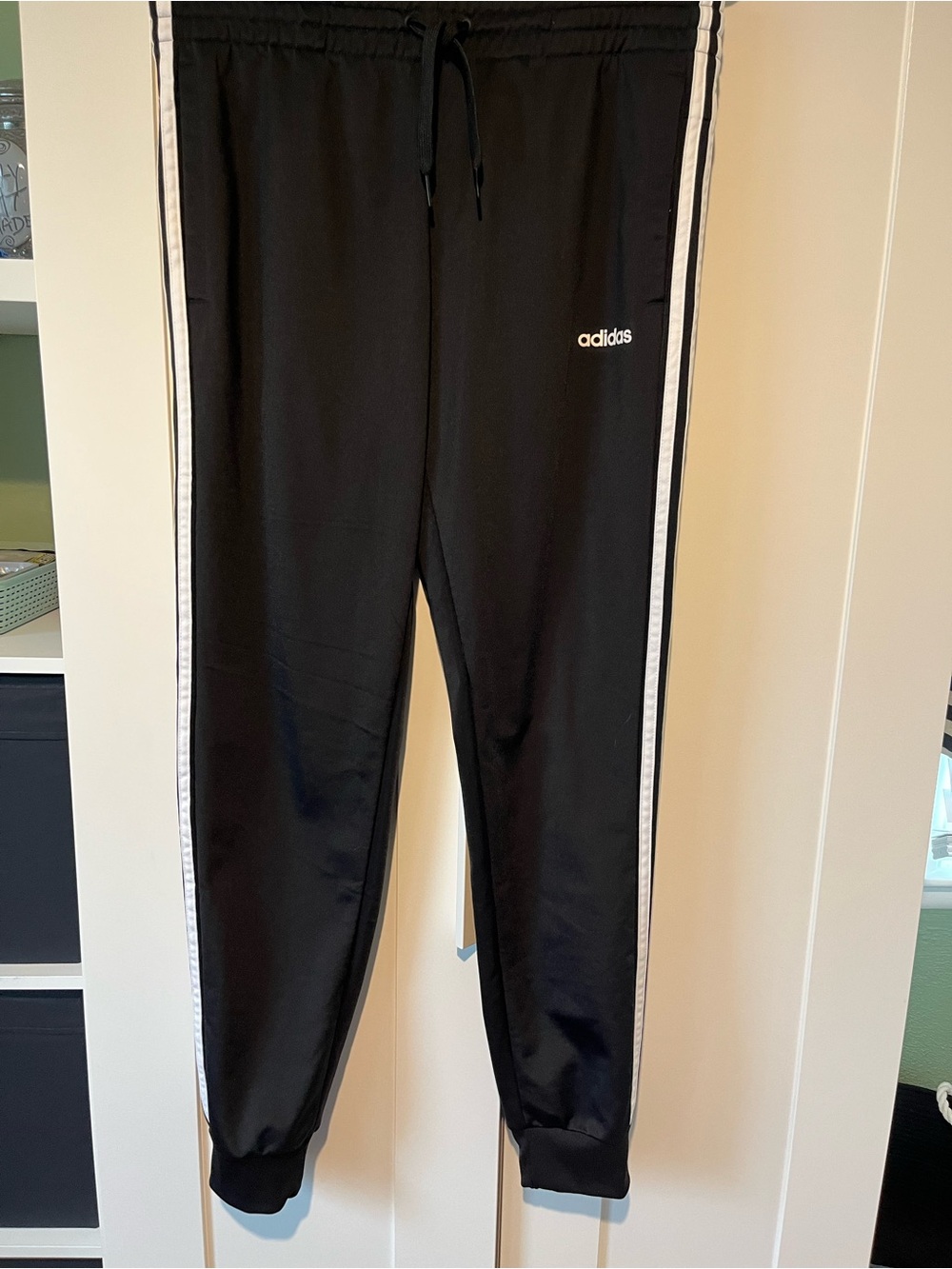 adidas Black Joggers with White Side Stripes